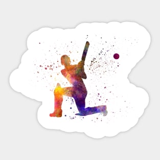 Cricket player batsman silhouette in watercolor Sticker